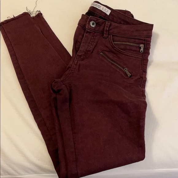 Zara skinny deep maroon jeans size 4
